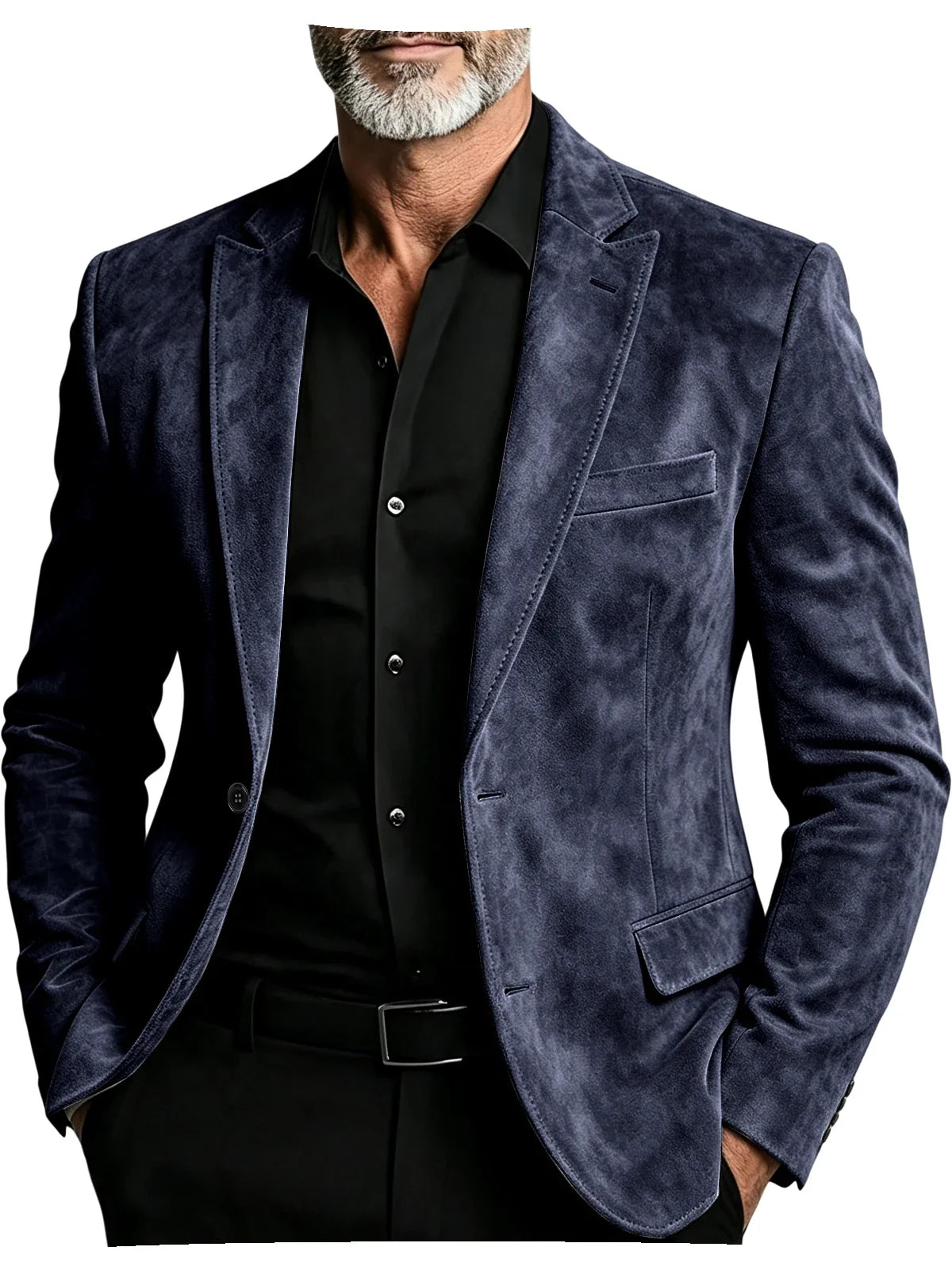 Luxury Men's Suede Blazer Notched Lapel Casual Business Sport Coat Slim Fit Gentleman Formal Wedding Office Suit Jacket Autumn