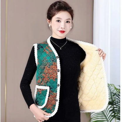 Fashion Thicken Fleece Jacket Women's Vest Open Cardigan Outerwear Loose Autumn Winter New Cotton Waistcoat