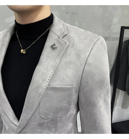 Men's Velvet Slim Fit Blazer Smart Casual Wedding Suit Jacket