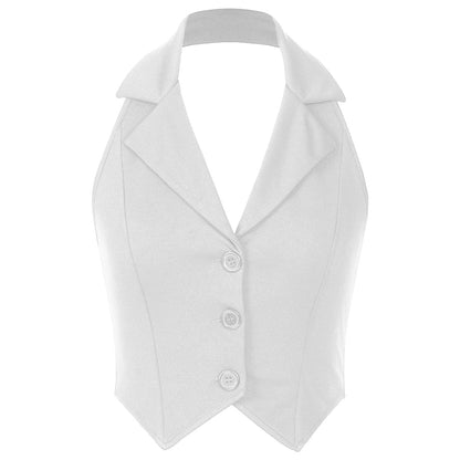 Elegant Women's Halter Vests Sleeveless Suits Waistcoat Mujer OL Office Ladies Crop Top for Business Commuting Formal Clothes