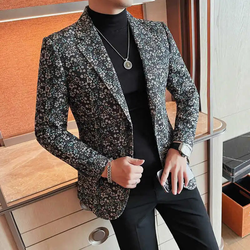 Autumn Winter Fashion Casual Business Blazers Men Korean Version Slim Fit Social Banquet Suit Jacket Wedding Groom Men Clothing
