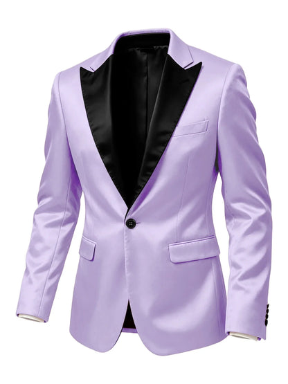 Men'sn Satin Tuxedo Blazer Black Peak Lapel One Button Slim Fit Suit Jacket Formal Business Casual Suit For Wedding Party Prom
