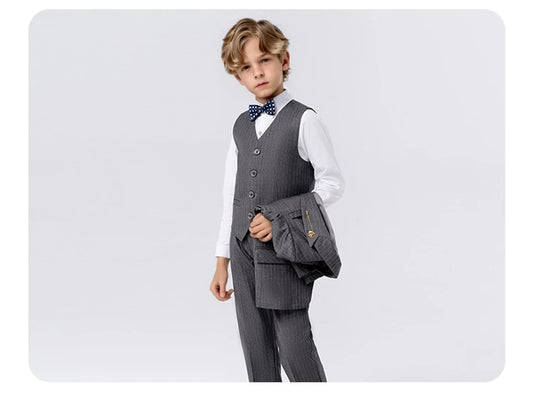 1-14Years Boys 3Pieces Formal Suits Set Kids Suit Jacket Vest Trousers Children's Wedding Birthday Party Pageboy Outfit
