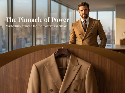 Plus Size Men Suits,Men's Luxury Brown Double Breasted Suit Jacket, Wedding & Event Formal Blazer