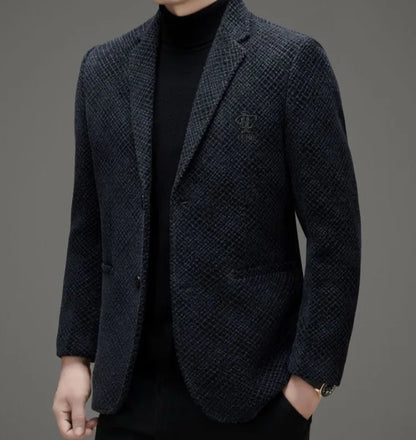 Men's Autumn Winter Thickened Business Casual Blazer Jacket Middle Aged Warm Outerwear