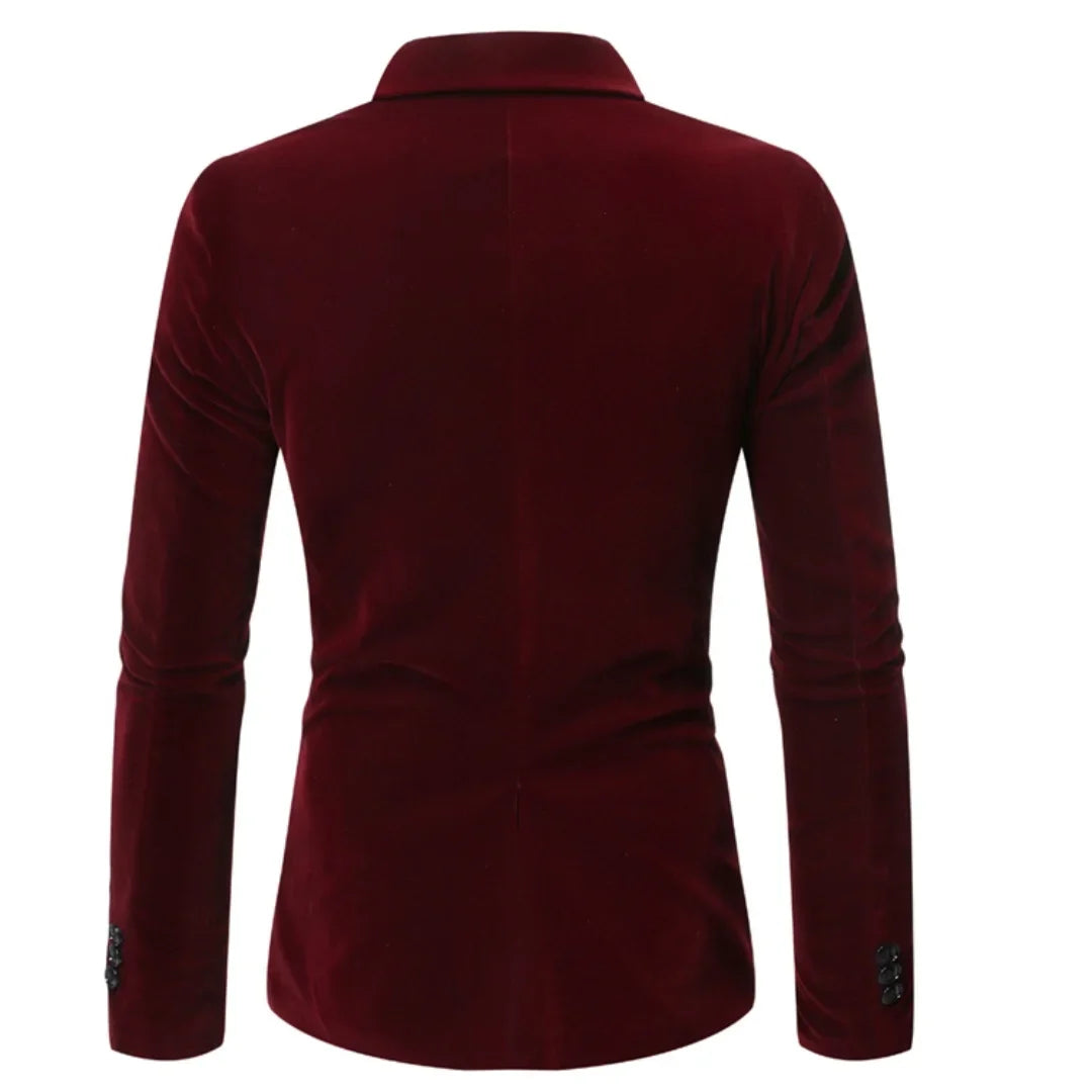 Casual 6XL Velvet Blazer for Men Peak Lapel One Button Jacket Elegant Slim Fit Suit Jacket One Coat for Wedding Dinner Office
