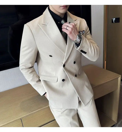 Men's Tuxedo Suit 3 Piece Set Slim Fit Bead Decoration One Button for Wedding Groom & Dinner