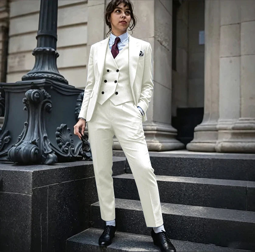 Powerful Black Women 3 Piece Suit Classic Single Breasted Jacket Vest Pants Set Elegant Office Business Formal Lady Outerwears