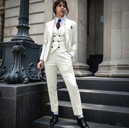 Powerful Black Women 3 Piece Suit Classic Single Breasted Jacket Vest Pants Set Elegant Office Business Formal Lady Outerwears