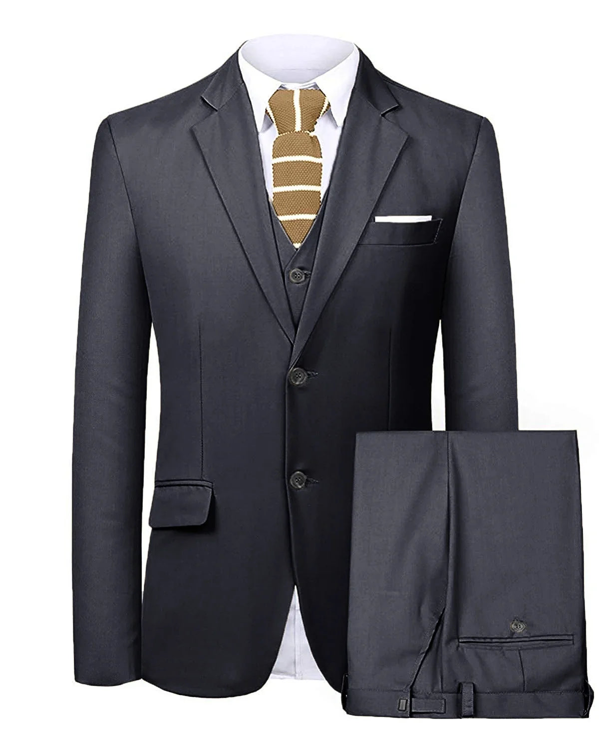 Men's 3 Pieces Suit Two Buttons Notch Lapel Jacket Waistcoat and Trousers Dinner Wedding Tuxedos Slim Fit Formal Business Suits