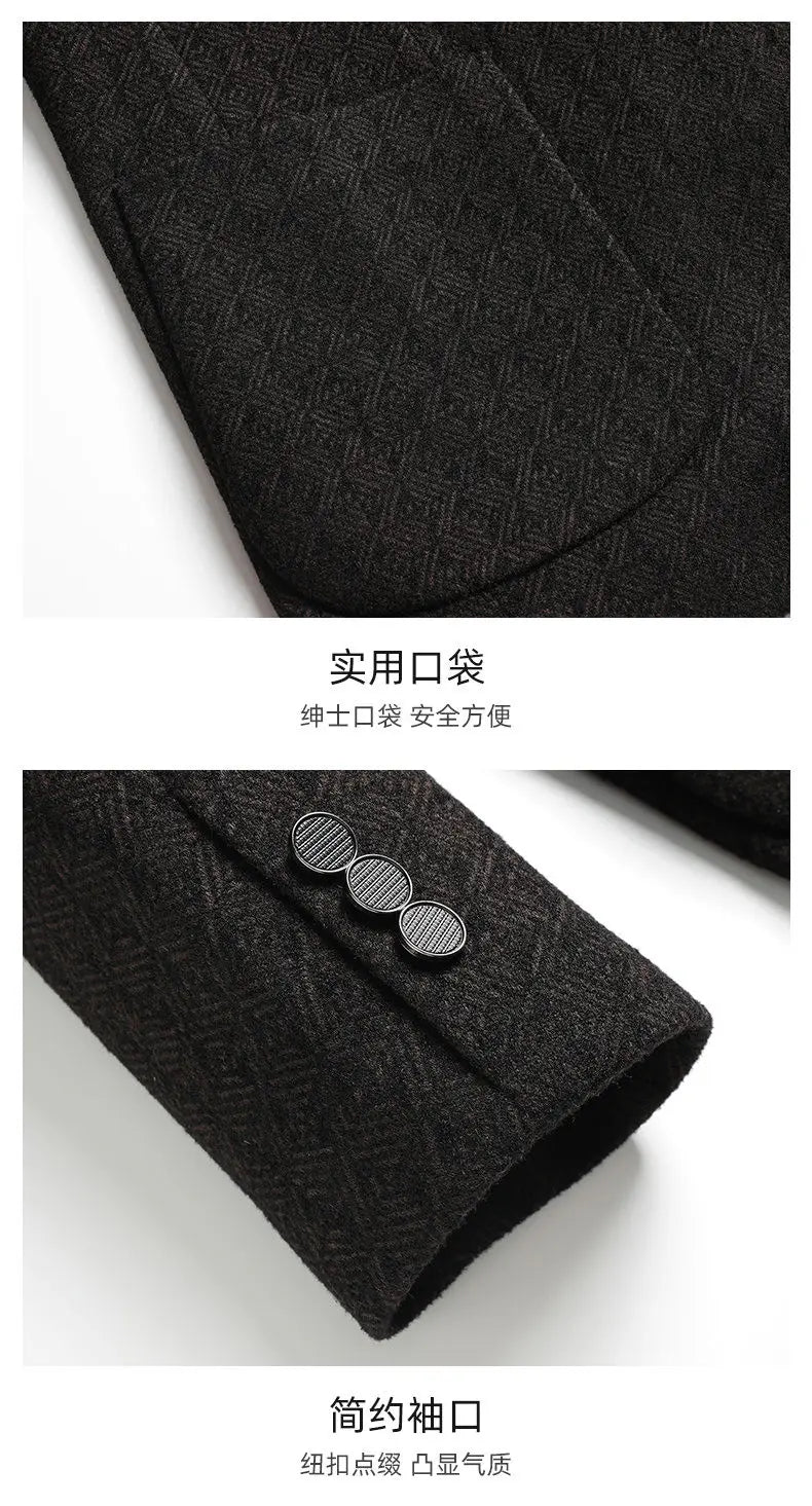 2026 Blazer's New Men's Fashion Business Outdoor Banquet Versatile Wedding Hosting Dress, Actor Gentleman Casual Scarf Blazer