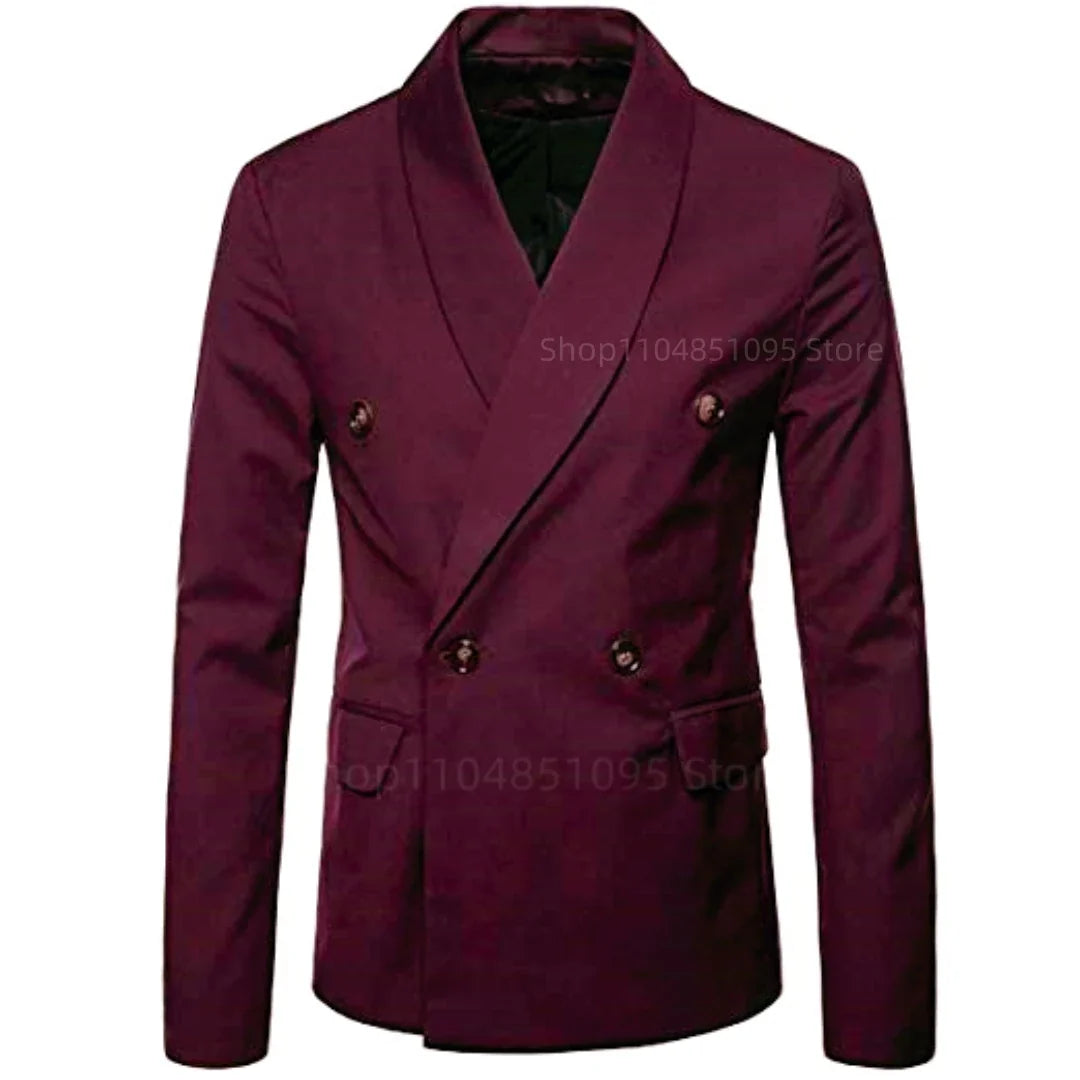 Wedding Men's Tuxedo Jacket Office Business Groom Wear Formal Male Party Blazer Double Breasted Shawl Lapel XS-6XL One Coat