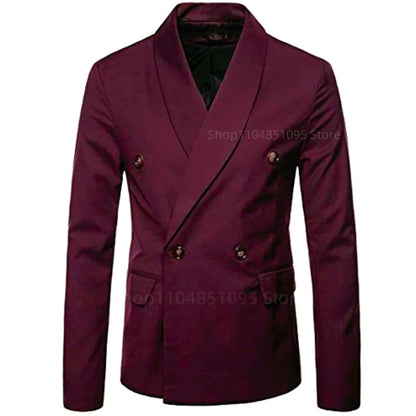 Wedding Men's Tuxedo Jacket Office Business Groom Wear Formal Male Party Blazer Double Breasted Shawl Lapel XS-6XL One Coat