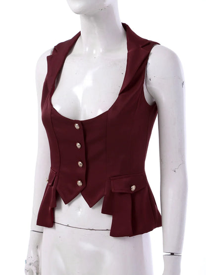 Women Victorian Waistcoat Gothic Costume Medieval Sleeveless Renaissance Satin Vests for Halloween Carnival Punk Clothing