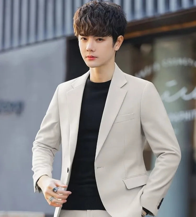 2026 Men's Korean Style Loose Retro Casual Blazer Spring Autumn Versatile Trendy Suit Jacket