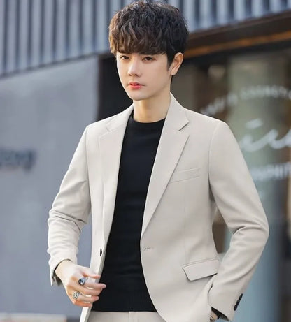 2026 Men's Korean Style Loose Retro Casual Blazer Spring Autumn Versatile Trendy Suit Jacket