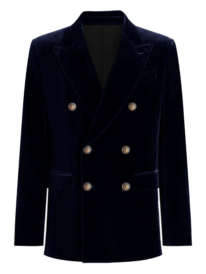 Burgundy Velvet Blazer for Men with Double Breasted Dinner Jacket Elegant Casual Slim Fit Suit Coat 2026 New