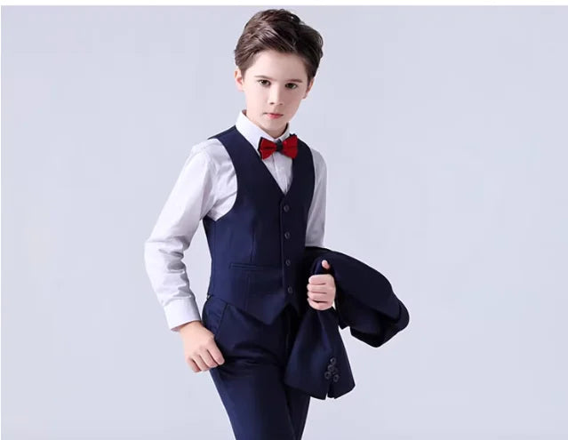 School Kids Piano Host Performance Suit Set Flower Boys Wedding Dress Spring Children's Birthday Party Photography Costume