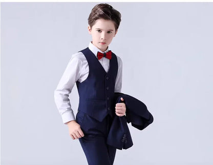 School Kids Piano Host Performance Suit Set Flower Boys Wedding Dress Spring Children's Birthday Party Photography Costume