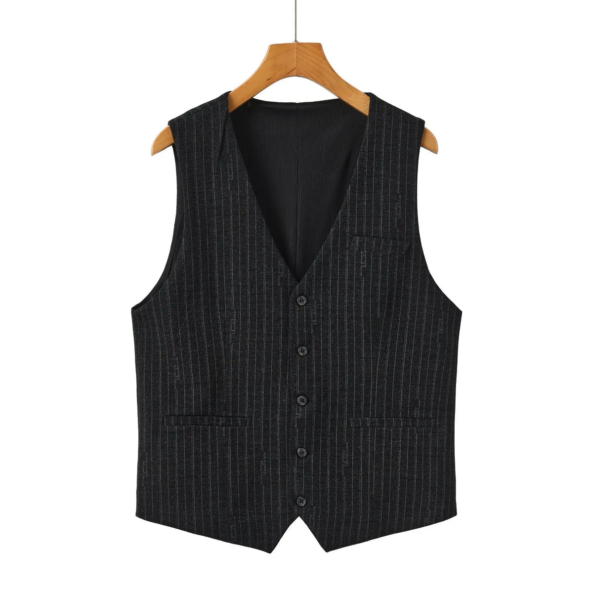 Men's Checkered Vest Single Breasted Waistcoat for Groom Groomsmen Wedding Black