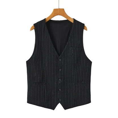 Men's Checkered Vest Single Breasted Waistcoat for Groom Groomsmen Wedding Black