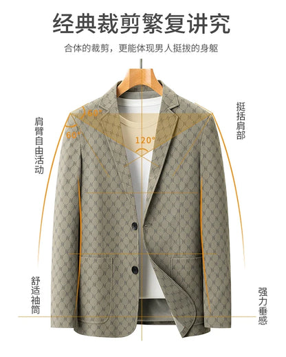 Blazer Outdoor Men's Casual Fashionable Sporty Slimming Letter Trendy British Style Versatile Business Gentleman Wedding Blazer