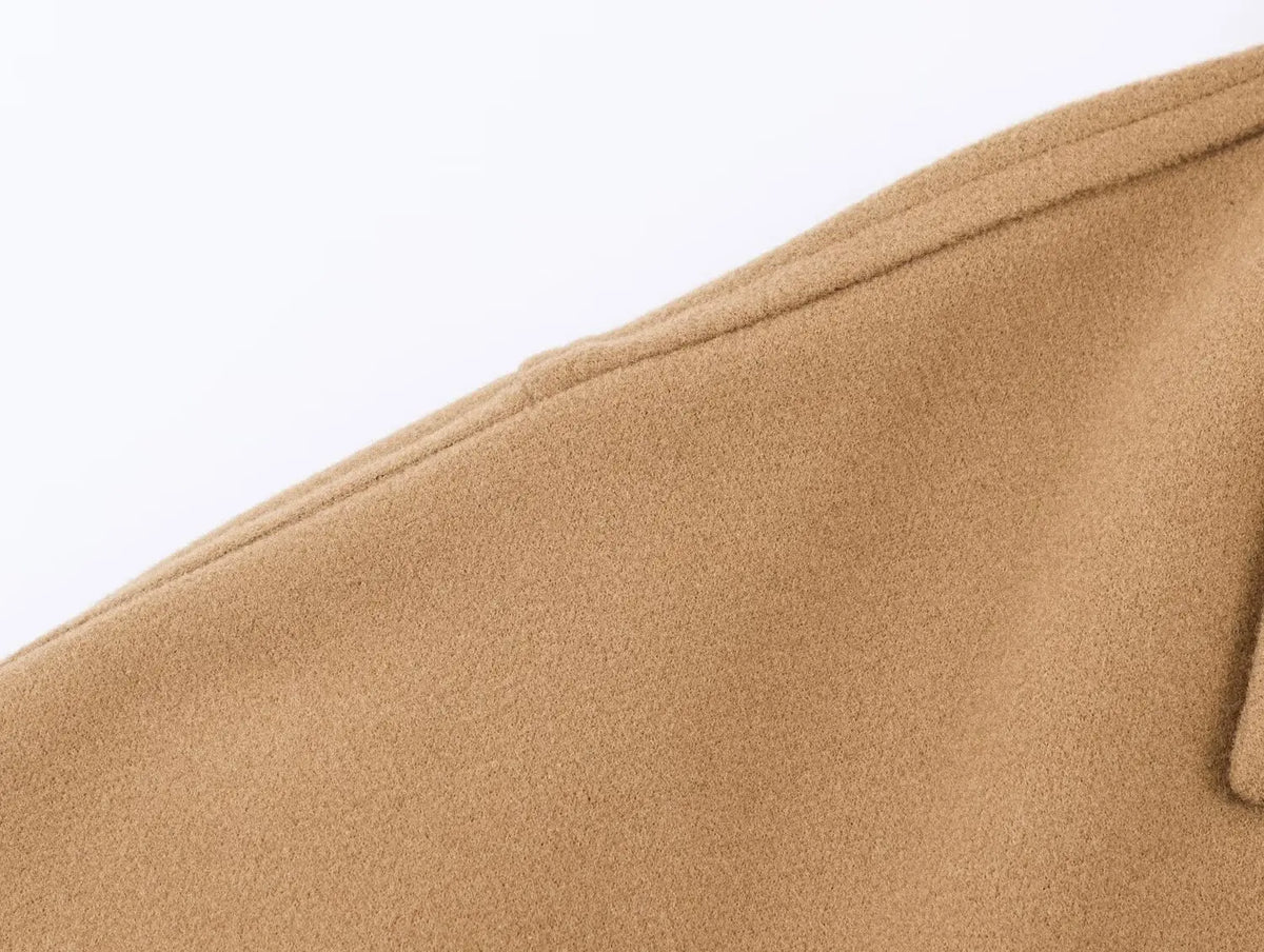Women's Khaki Woolen Overcoat Korean Style Elegant Long Sleeve Warm Long Outerwear Vintage Harajuku 2000s Fashion Clothes Winter