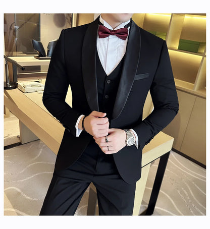Plus Size 6XL 5XL Men Formal Business Suit 3 Set Pieces Classic Slim Fit Business Suits Sets Autumn Men Wedding Party Tuxedo