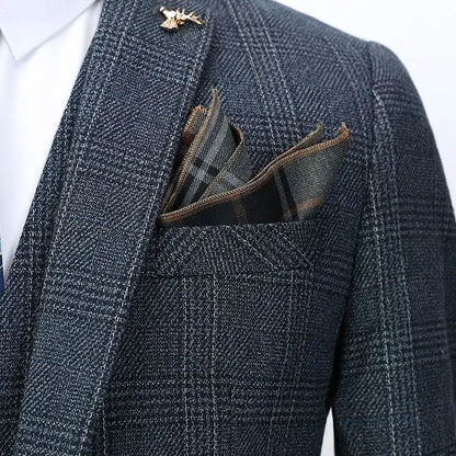 Men's Linen Suit Set Single Breasted Blazer and Pants for Business, Wedding, and Casual Wear