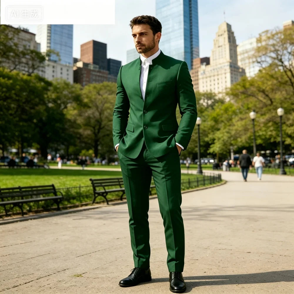 Men's Solid Color Business Terno Casual Workwear British Style Wedding Suit Performance Casual Male Suits Fashion