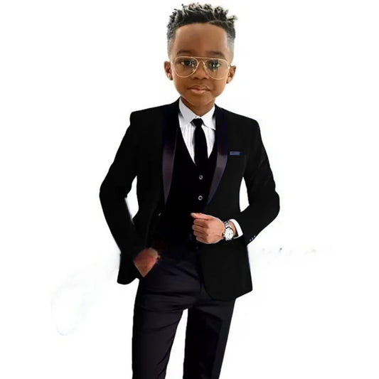 Christmas Boys Red Velvet Suits 3 Pieces Party Wear Formal Shawl Lapel Kids Suit Set Wedding Tuxedo Children's Stylish Tuxedo