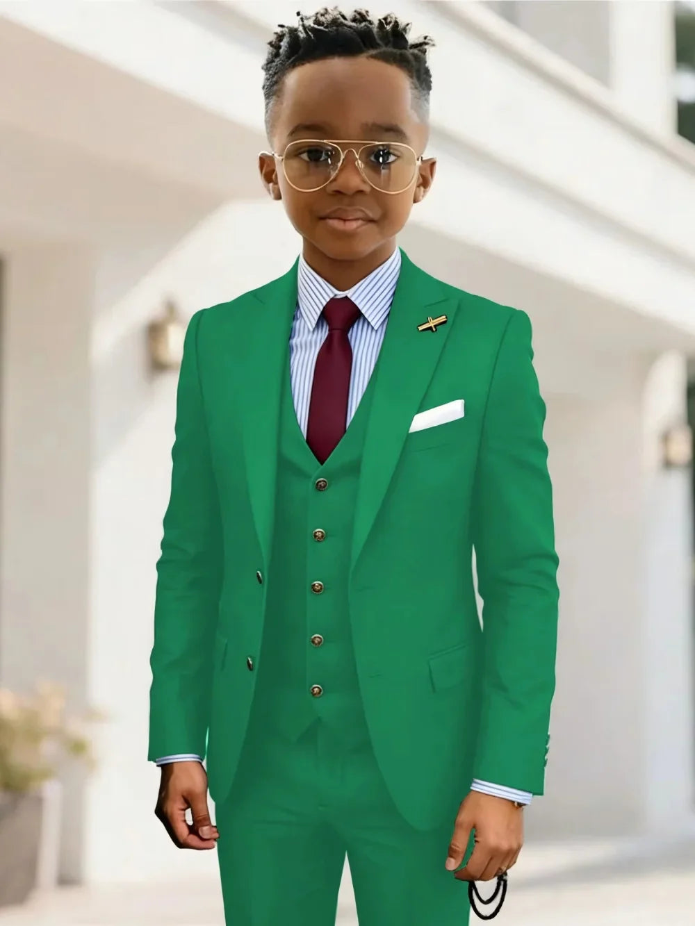 Formal Boys Suits 3 Pieces Wedding Ring Bearer Outfit Handsome Peak Lapel Homecoming Suit Set Fast Delivery Tuxedo 2-20T