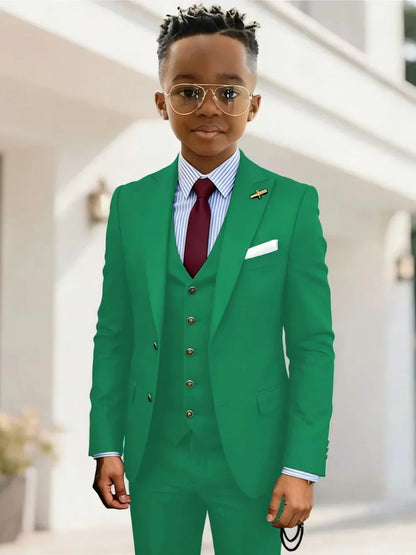 Formal Boys Suits 3 Pieces Wedding Ring Bearer Outfit Handsome Peak Lapel Homecoming Suit Set Fast Delivery Tuxedo 2-20T