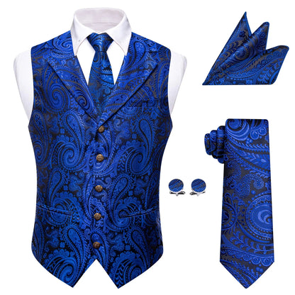 Men's Vest 4-Piece Matching Set with Paisley Lapel for Prom and Banquet Occasions