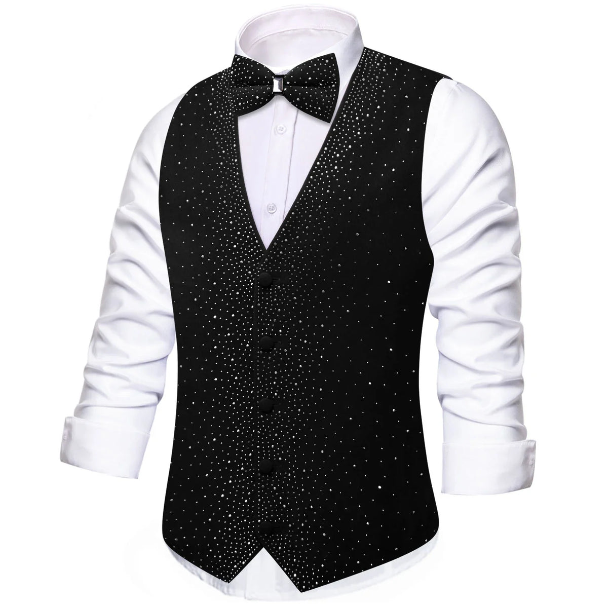 Men's Glitter Vest with Matching Bow Tie – Sparkly Sequin Style for Parties, Proms & Festive Events