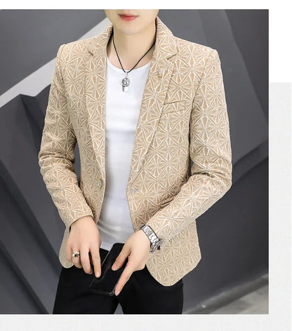 Blazer Men's Fashion Outdoor Travel Gentleman Wedding Slimming Business Versatile Trendy Casual Korean-style Formal Wear Blazer