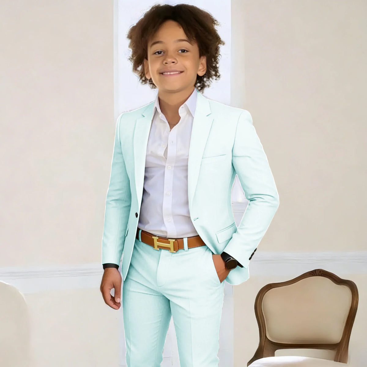 Suit For Boys 2-16 Years Blazer Pant Set 2 Piece Slim Fit Casual Beige Wedding Suit Set Birthday Stage Performance Costumes
