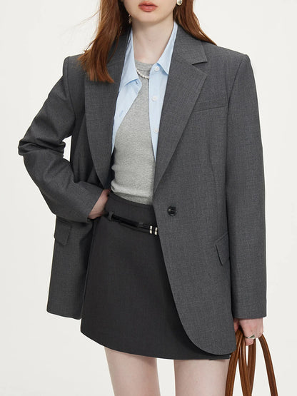 Office Lady Minimalist One Button Temperament Suit Jacket for Women in Autumn 2024 New Style Women Casual Blazer 24FS13165