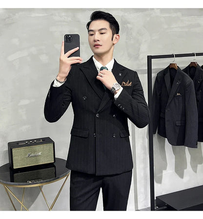 Men's Classic Striped 3-Piece Suit for Wedding, Business & Formal Occasions