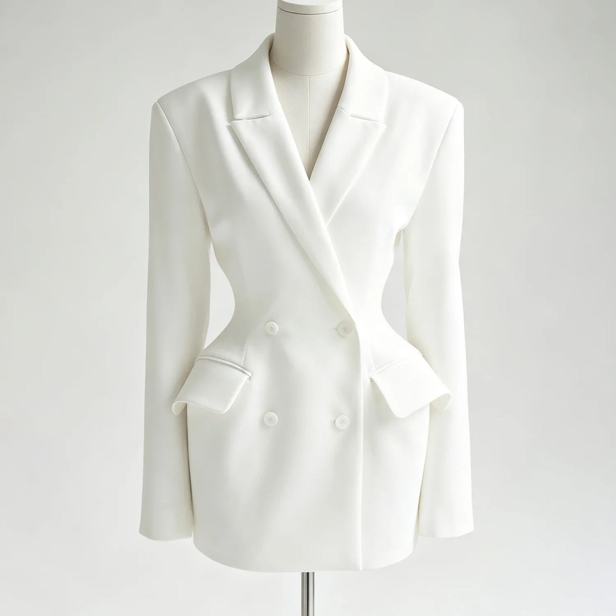 2026 Women Blazer Dress, Padded Shoulder Double-Breasted Tailored Waist Design, for Parties Office Dating Events