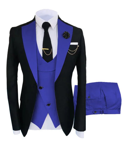 Slim Fit Men Wedding Suits Slim Fit Business Suits Groom Black Tuxedos for Formal Wedding Suits Jacket Pant Vest 3 Pieces