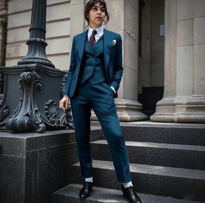 Powerful Black Women 3 Piece Suit Classic Single Breasted Jacket Vest Pants Set Elegant Office Business Formal Lady Outerwears