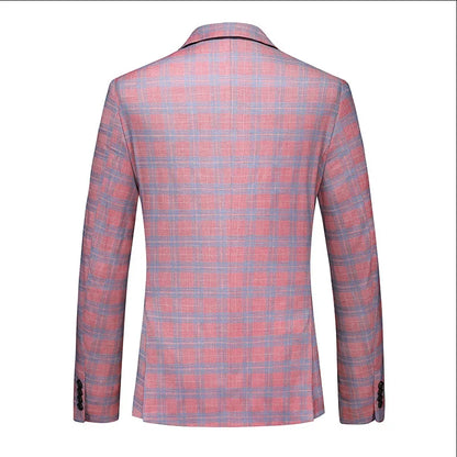 (Jacket + Pants) Men Wedding Party Double Breasted Suits New Male Slim Fit Flip Collar Formal Dress Set