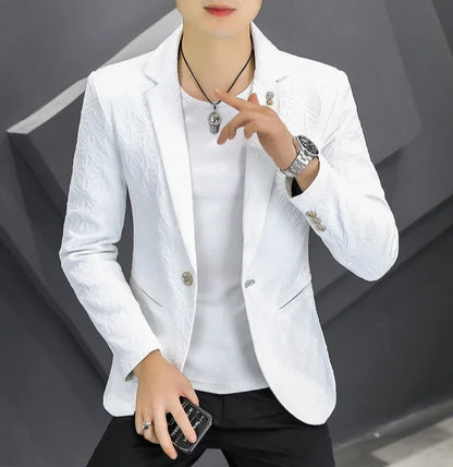 Men's Slim Fit Blazer – Single Button Casual Suit Jacket for Autumn & Winter