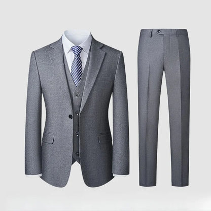 Men's Smart Casual Suit Set – Pure Color Single Breasted Business Formal Wedding Dress Suit for Men