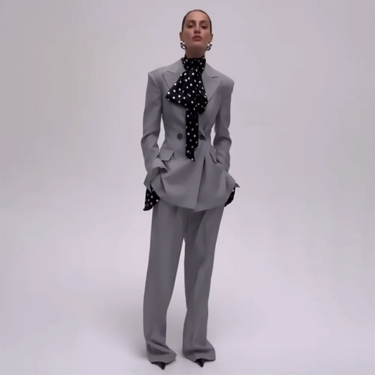 Elegant Women's Two Pieces Pants Sets Peaked Lapel 2Buttons Blazer+Trousers Slim Fit Professional Office Work Dinner Party Wear