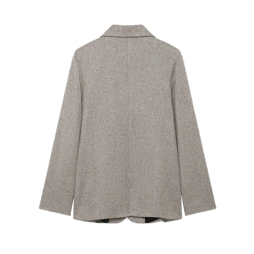 Women's Long Sleeve Blazer Coat Fashion Office Wear with Flap Pockets Casual Chic Outerwear Top