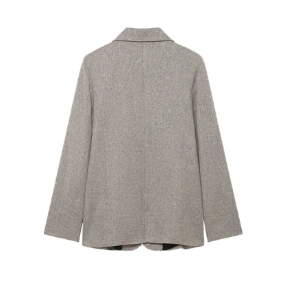 Women's Long Sleeve Blazer Coat Fashion Office Wear with Flap Pockets Casual Chic Outerwear Top