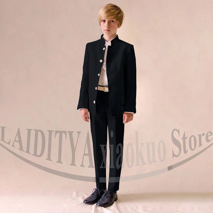 Chic Linen Boy Suits Fashion Stand Collar Single Breasted Blazer with Pants Formal Wedding Tuxedo Daily Casual Kids Clothes