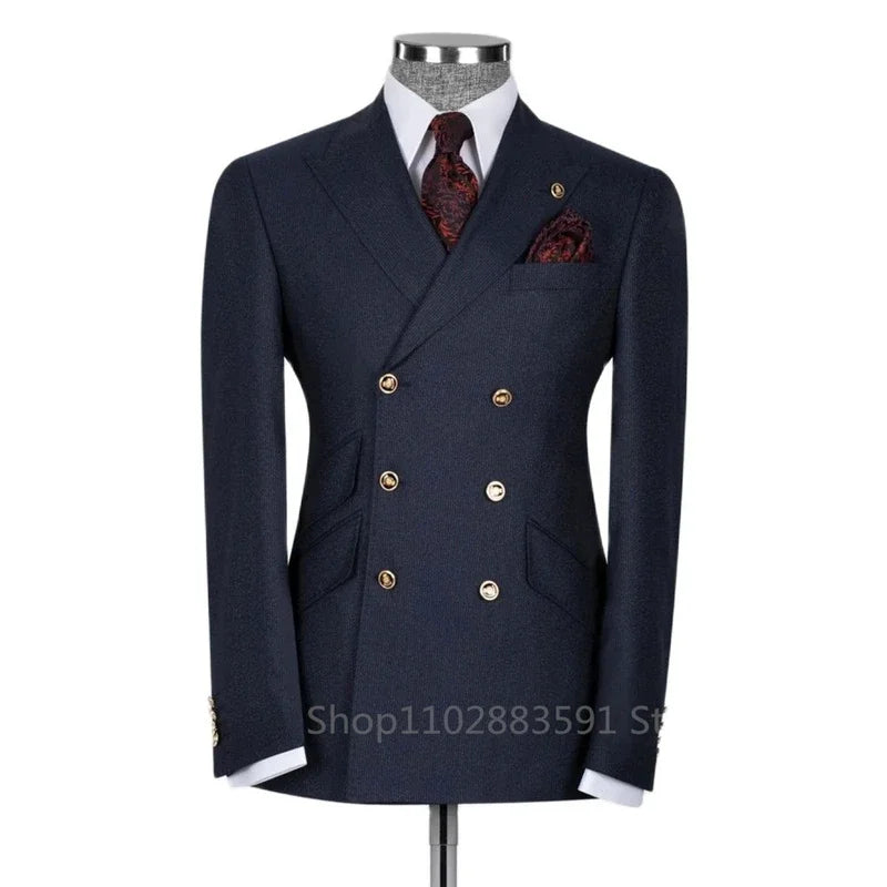 Classic Men Suits Slim Fit Business Groom Suit Black Lapel Tuxedos for Formal Wedding Suit Blazer Only Costume Homme